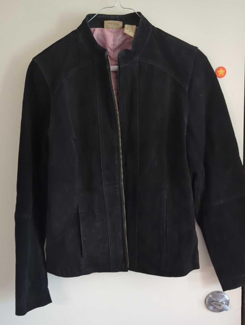 Leather Black Outer with Mauve Pink Lining
